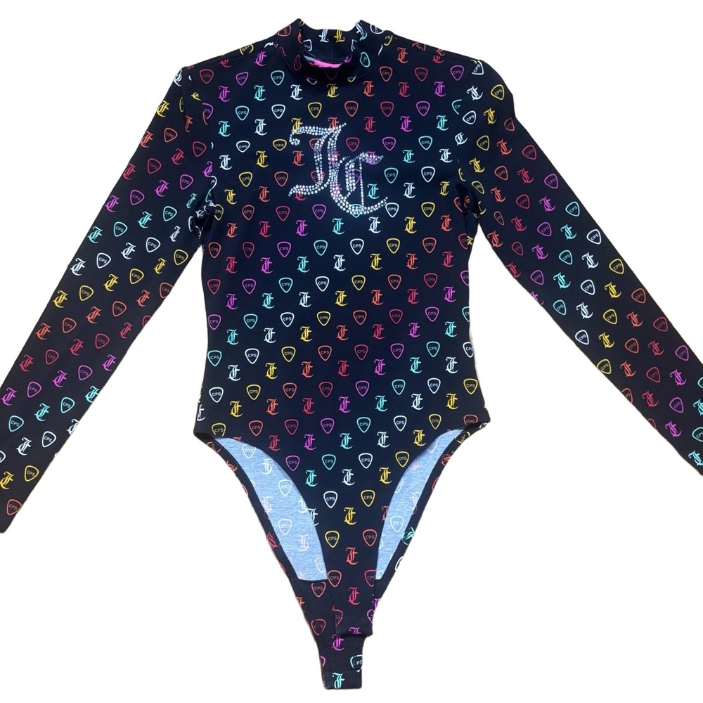 Juicy Couture x CPS Multicolor Logo Rhinestone Bodysuit Women’s Small
